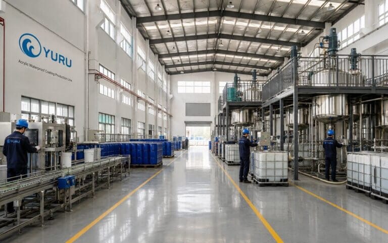 Acrylic waterproof coating production line at YURU factory