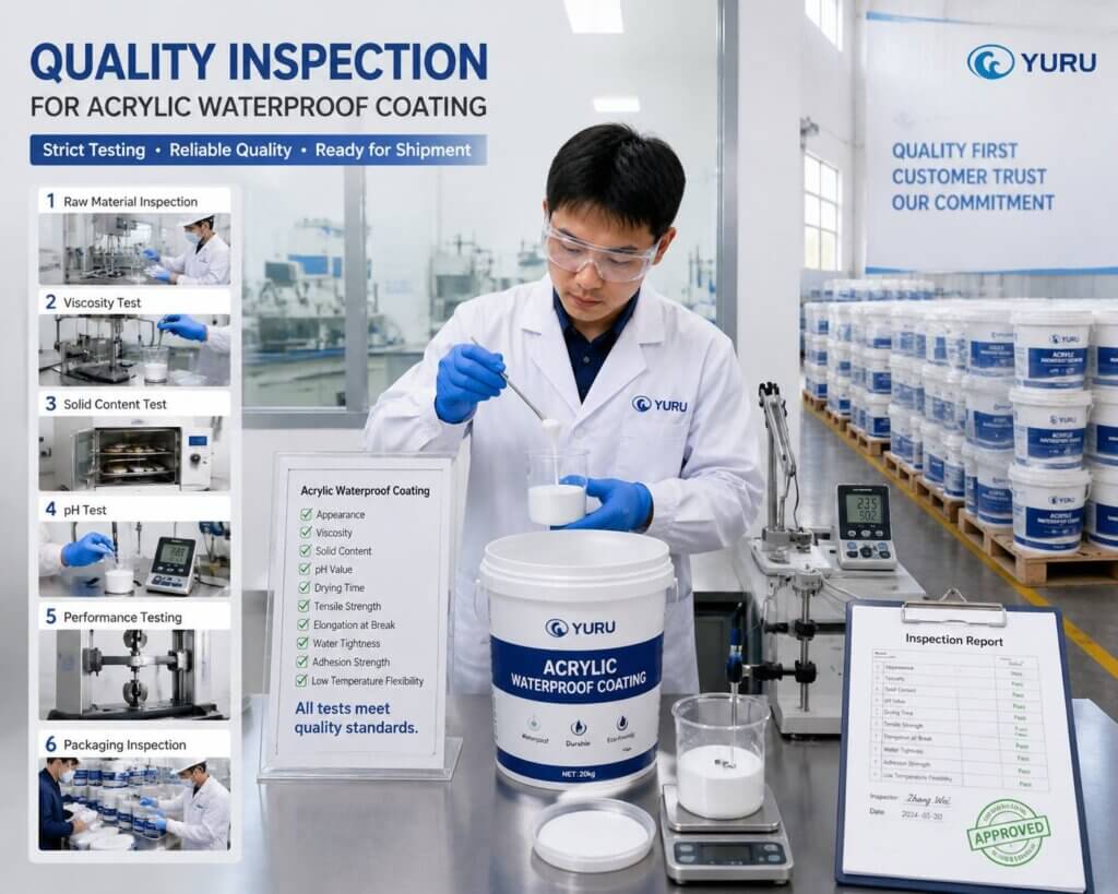 acrylic waterproof coating quality testing by manufacturer