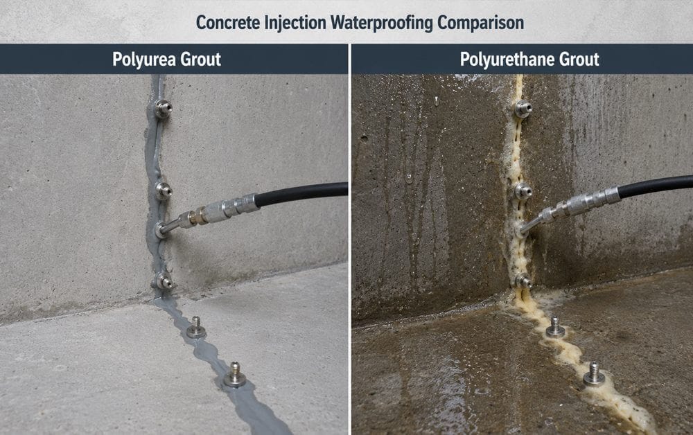 polyurea grout vs polyurethane grout comparison for concrete injection waterproofing