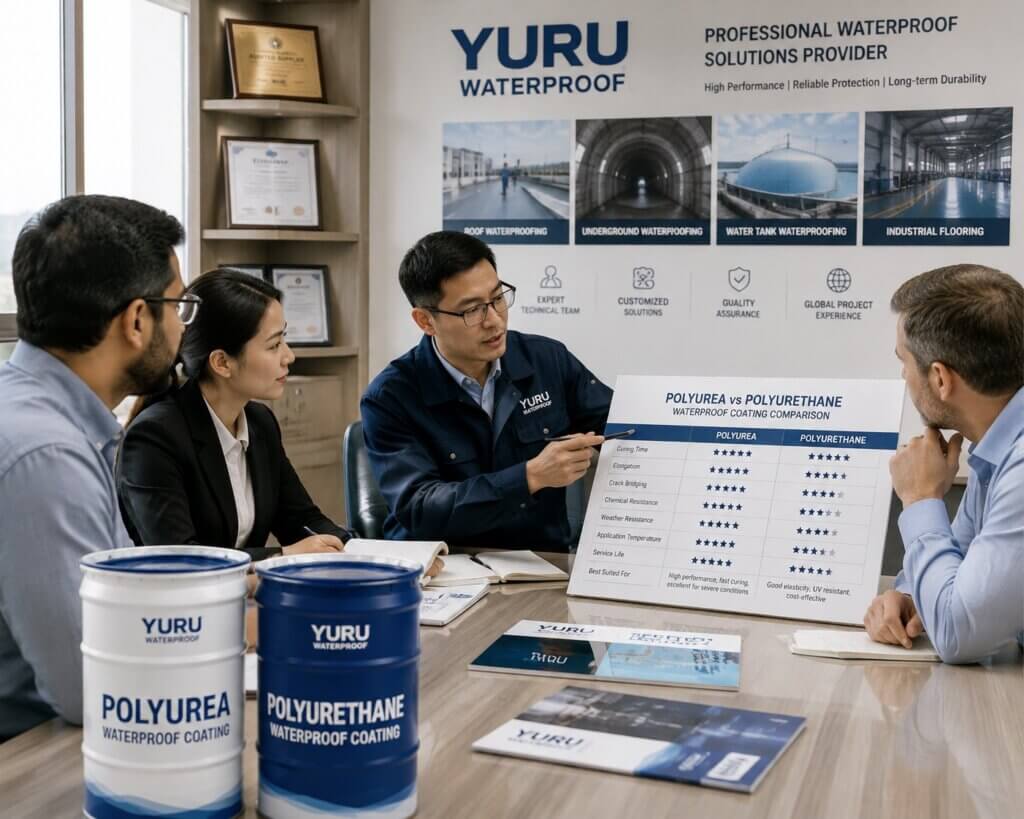 YURU technical team helping customers select waterproof coating solutions