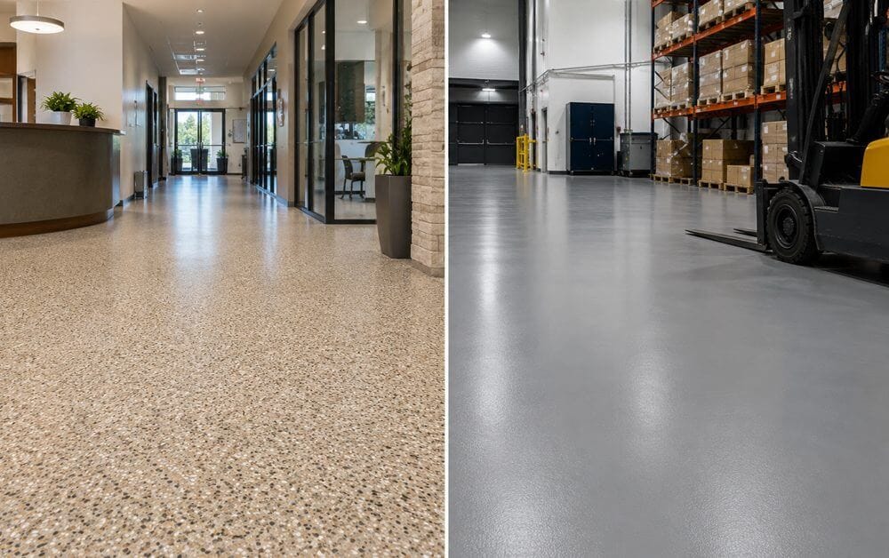 epoxy colored sand floor vs epoxy flooring