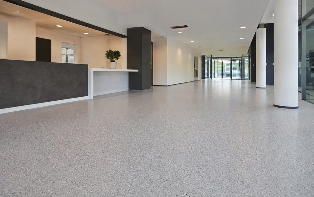 commercial epoxy colored sand flooring for retail and office projects