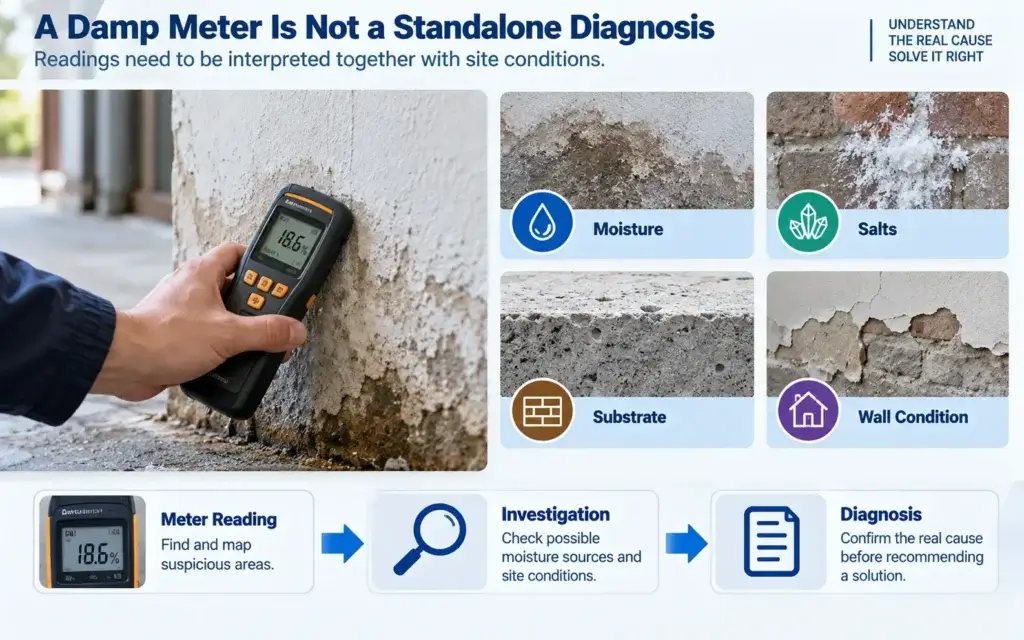 Damp meter rising damp diagnosis