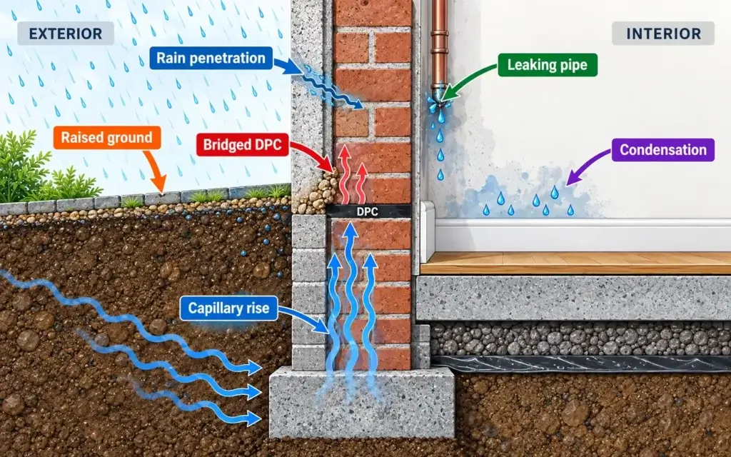 Rising damp moisture check