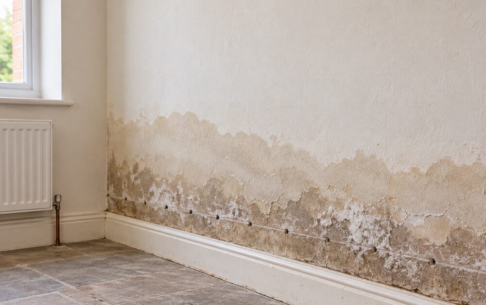 Wall drying after DPC injection with residual moisture