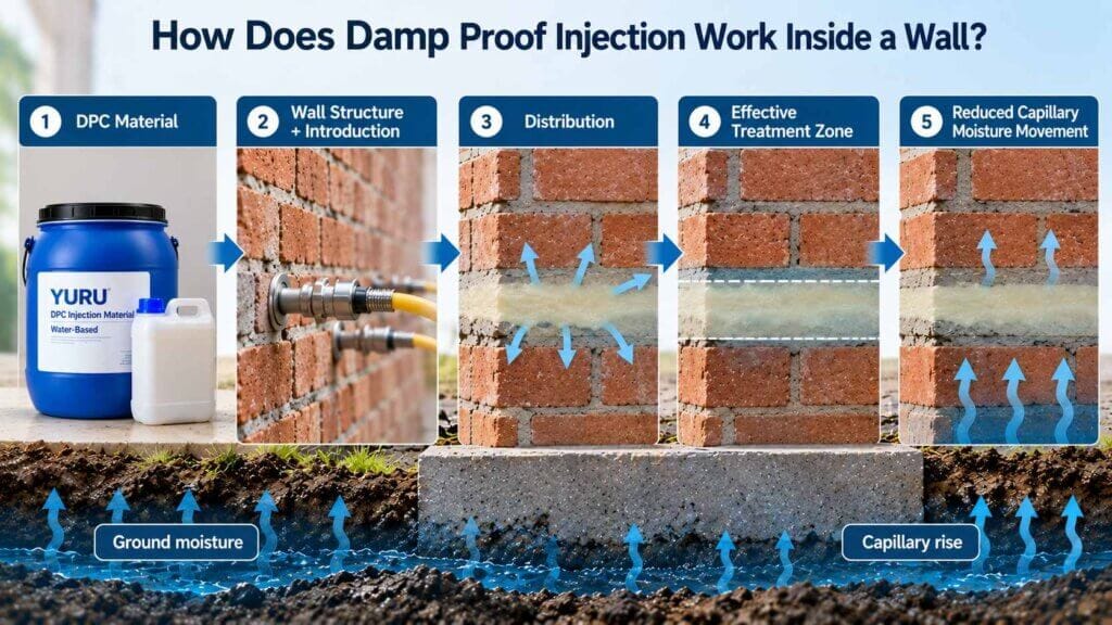 DPC treatment continuity and material distribution in masonry